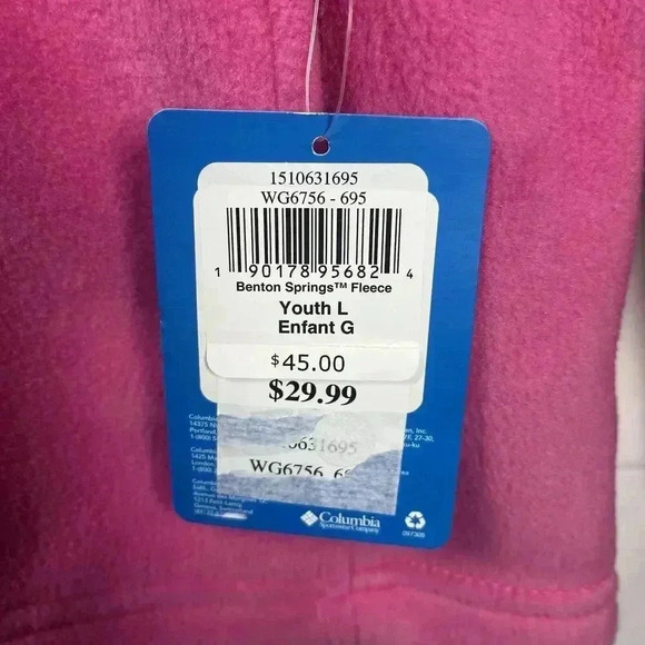 Columbia Benton Springs 2 fleece jacket youth large pink NEW - Picture 3 of 5